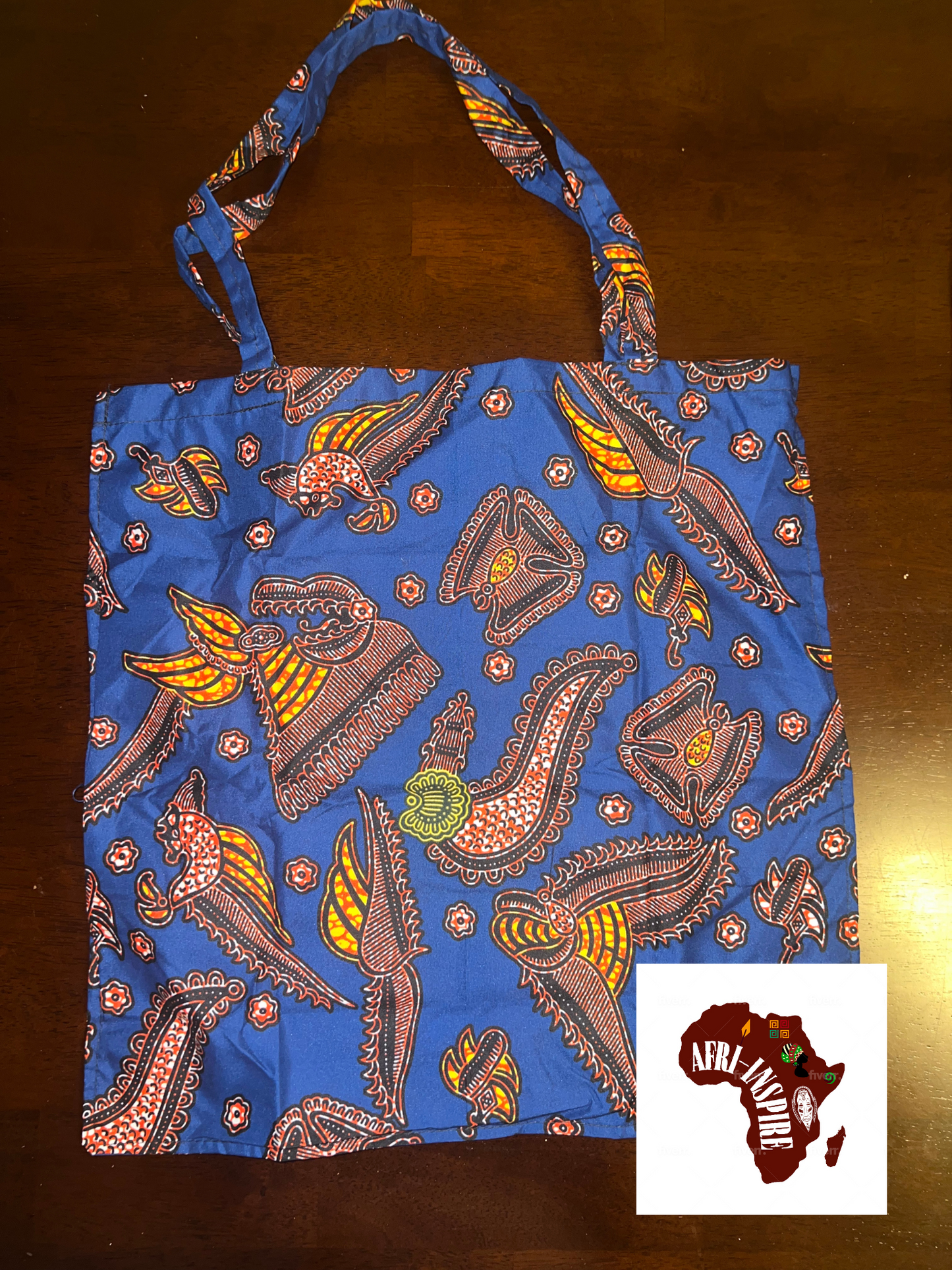 Blue and Orange Reusable Shopping Bag