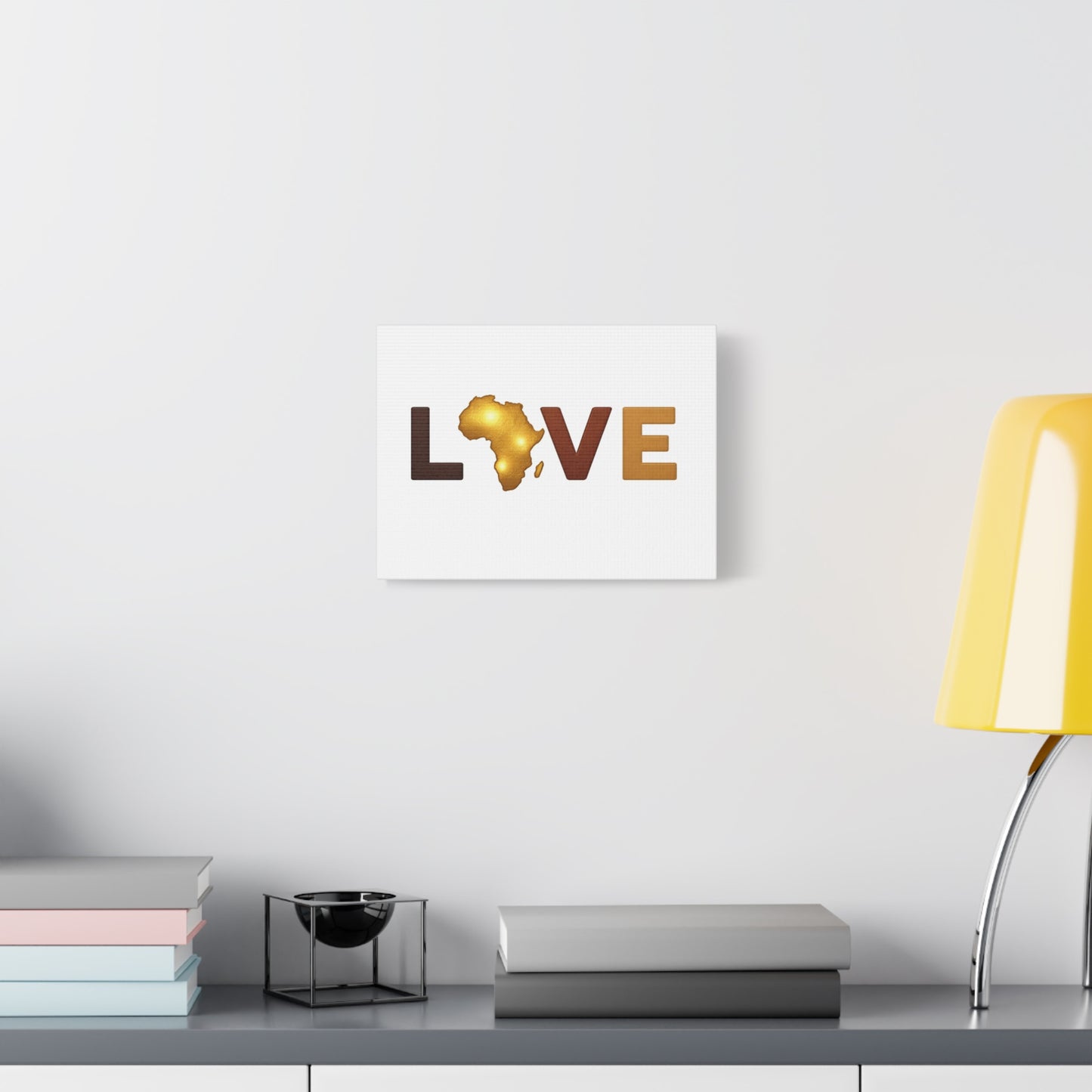 LOVE Africa Matte Canvas Wall Art — Gold Map Stretched Print