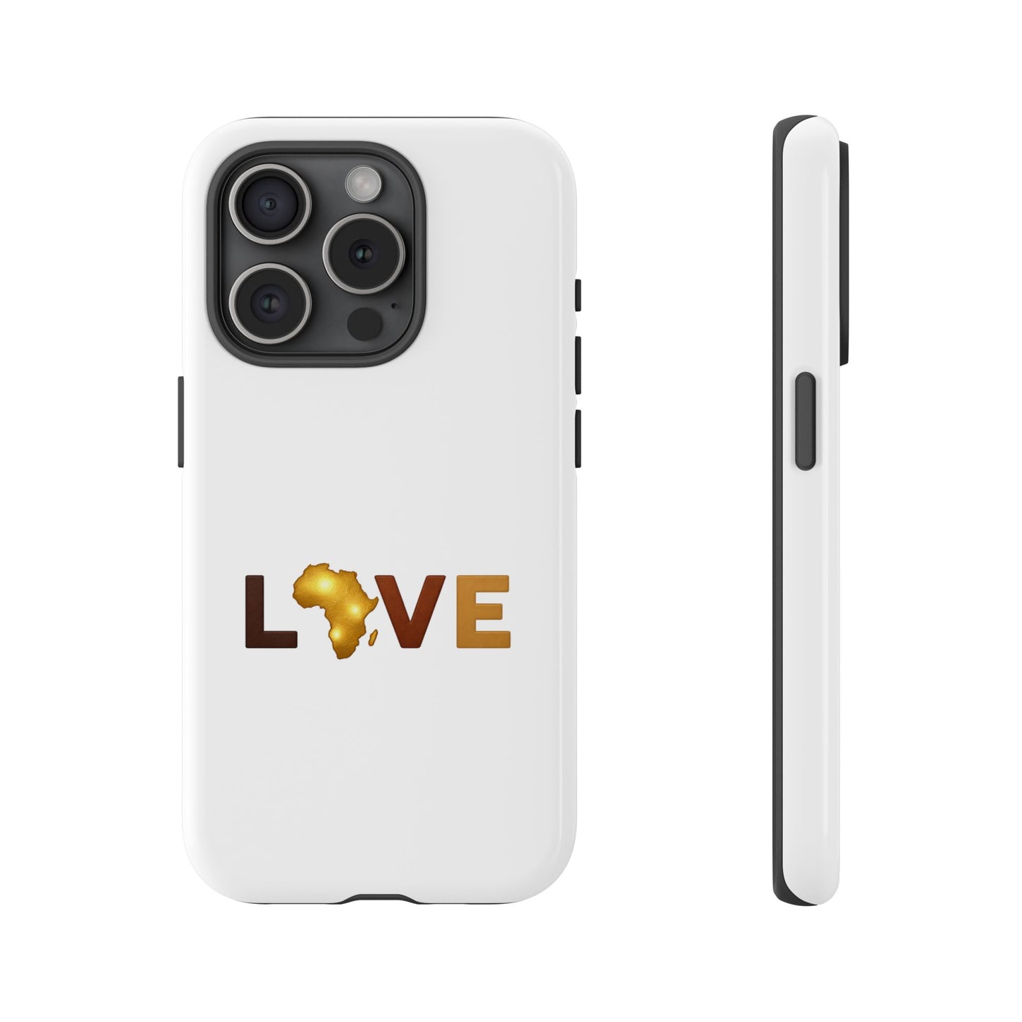 Love Africa Phone Case — Tough Protective iPhone Cover with Gold Africa Heart Design