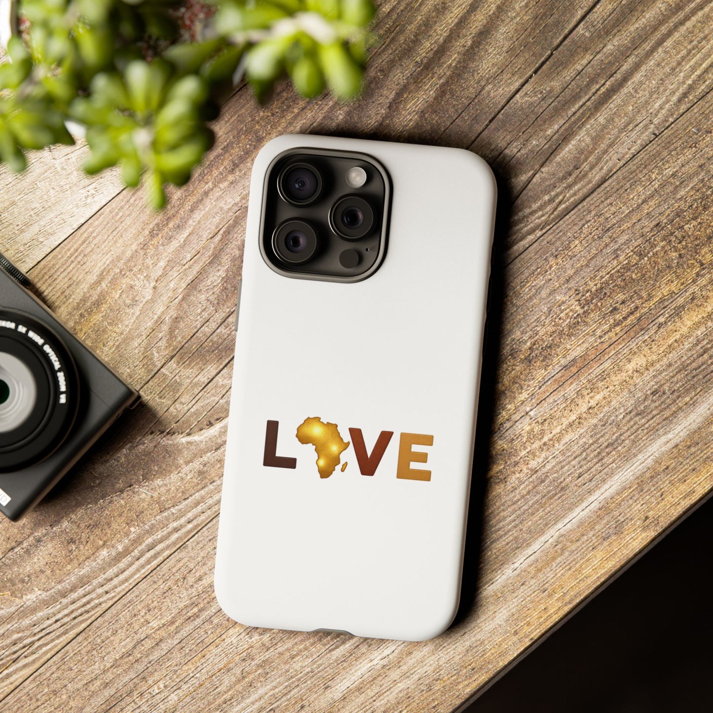 Love Africa Phone Case — Tough Protective iPhone Cover with Gold Africa Heart Design