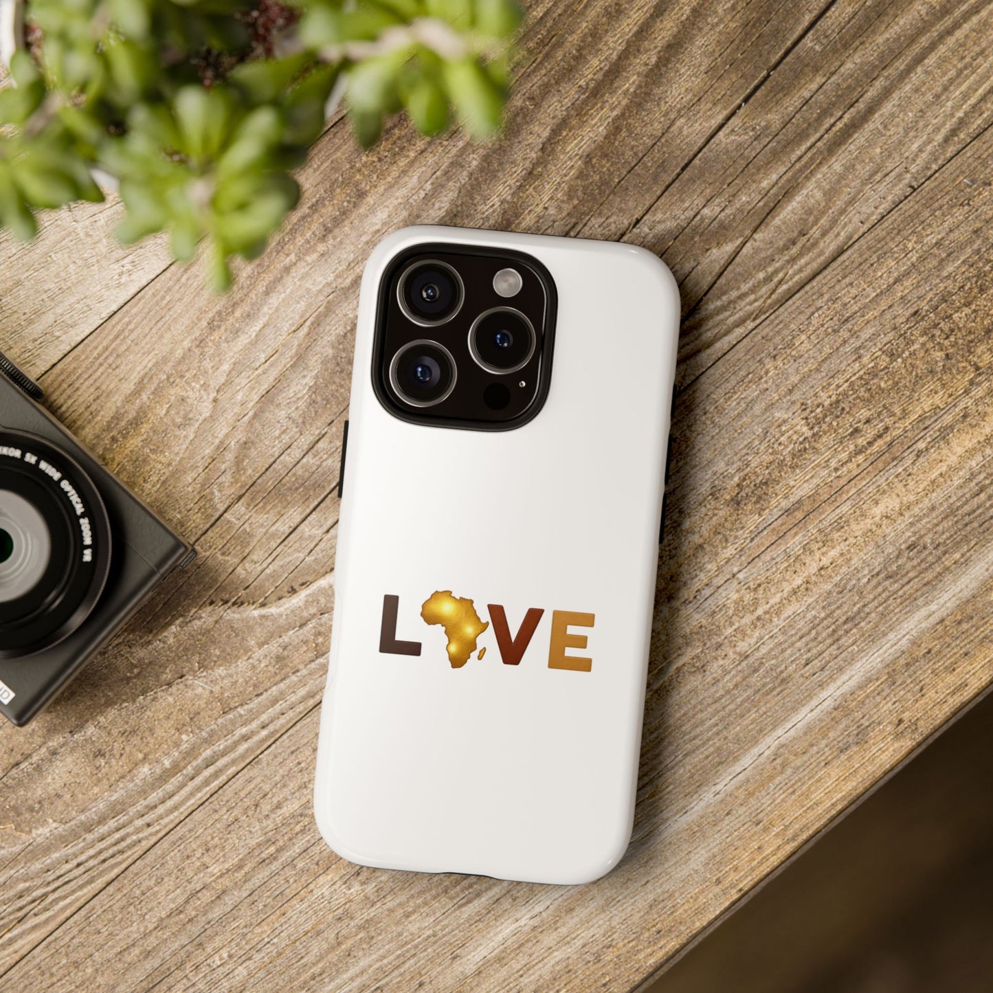 Love Africa Phone Case — Tough Protective iPhone Cover with Gold Africa Heart Design