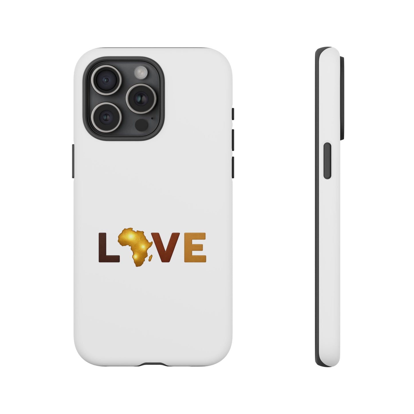 Love Africa Phone Case — Tough Protective iPhone Cover with Gold Africa Heart Design