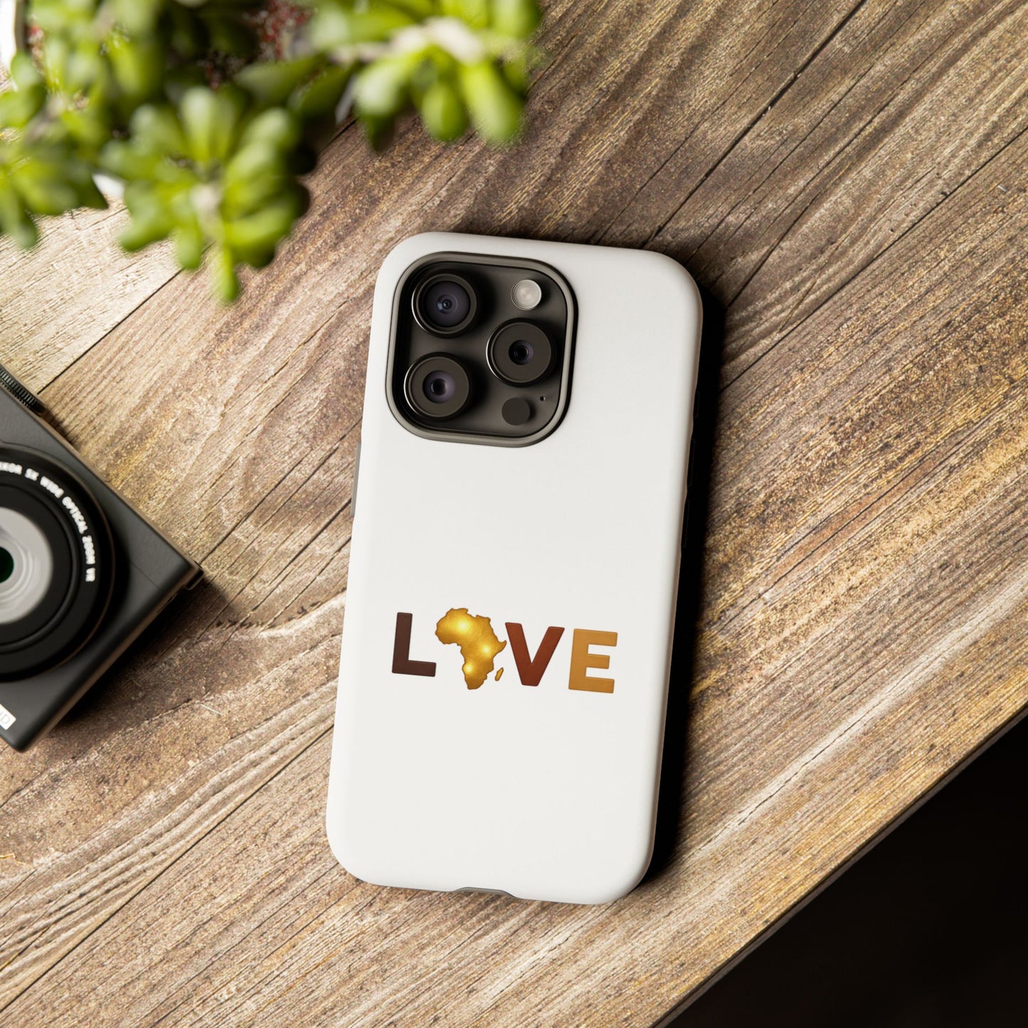 Love Africa Phone Case — Tough Protective iPhone Cover with Gold Africa Heart Design