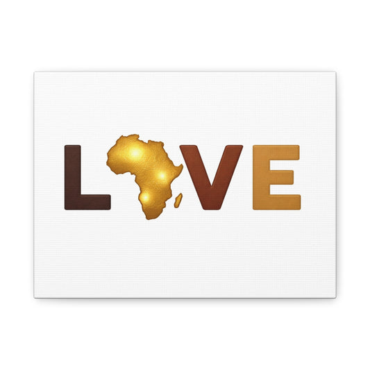 LOVE Africa Matte Canvas Wall Art — Gold Map Stretched Print