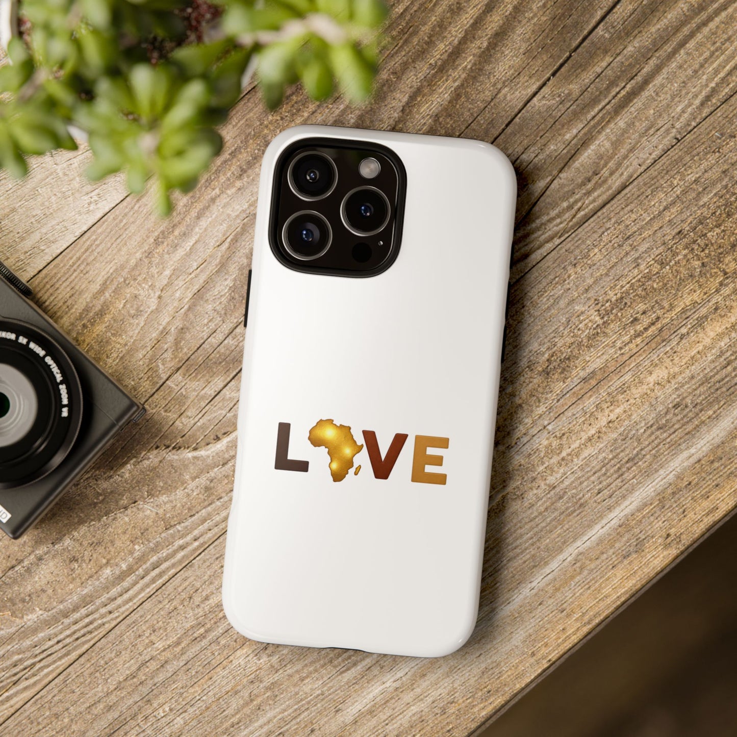 Love Africa Phone Case — Tough Protective iPhone Cover with Gold Africa Heart Design