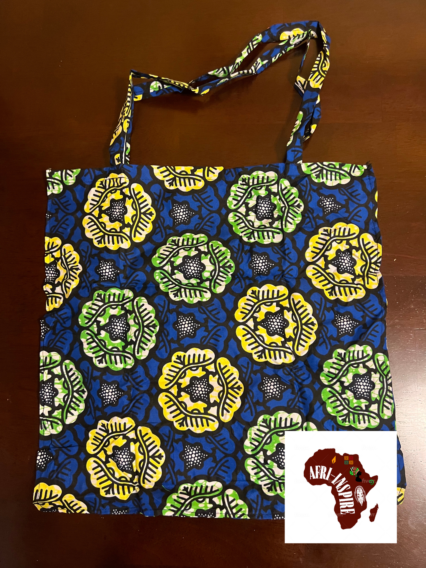 Blue Yellow and Green Reusable Shopping Bag