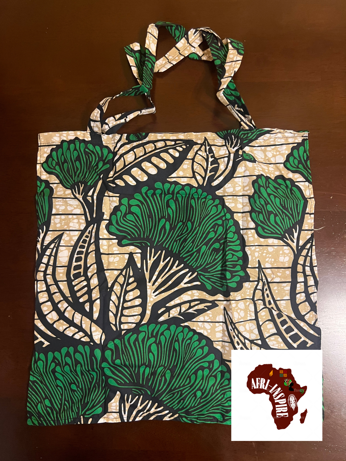 Turquoise Khaki and Green Reusable Shopping Bag