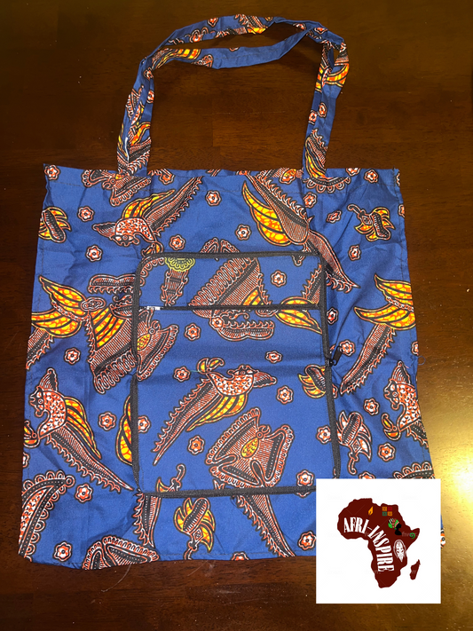 Blue and Orange Reusable Shopping Bag