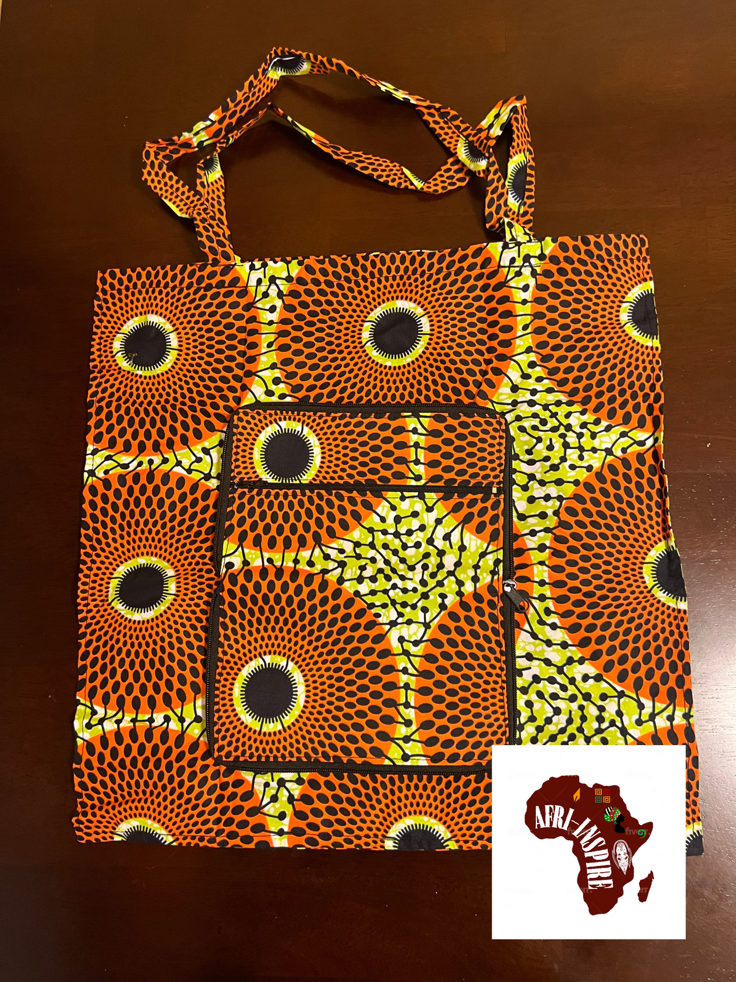 Orange and Green Cloth Reusable Shopping Bag