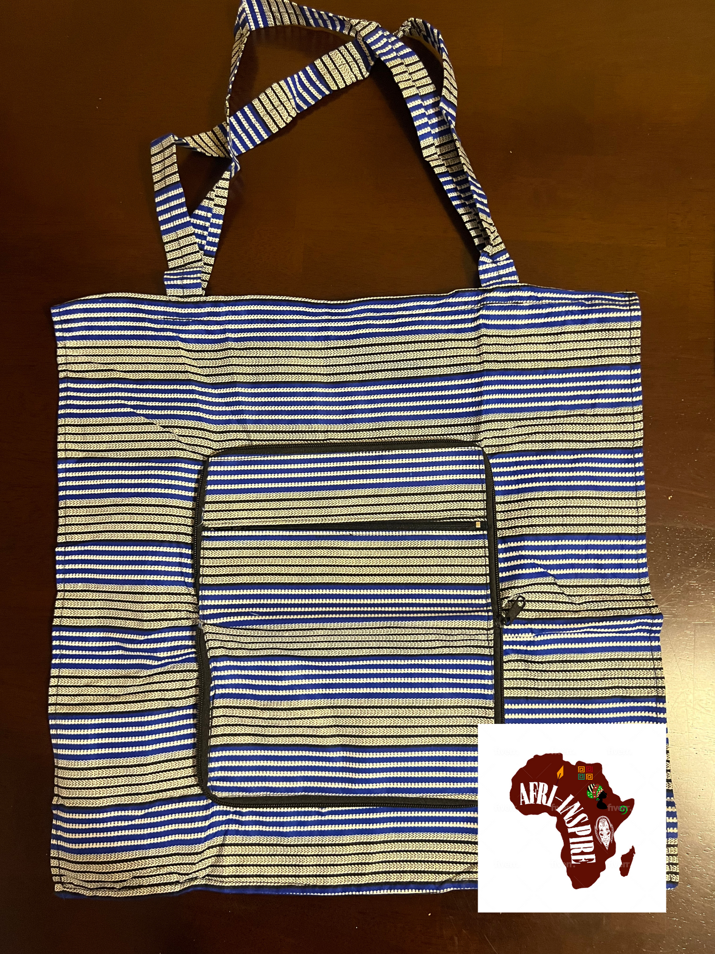 Blue Striped Cloth Reusable Shopping Bag