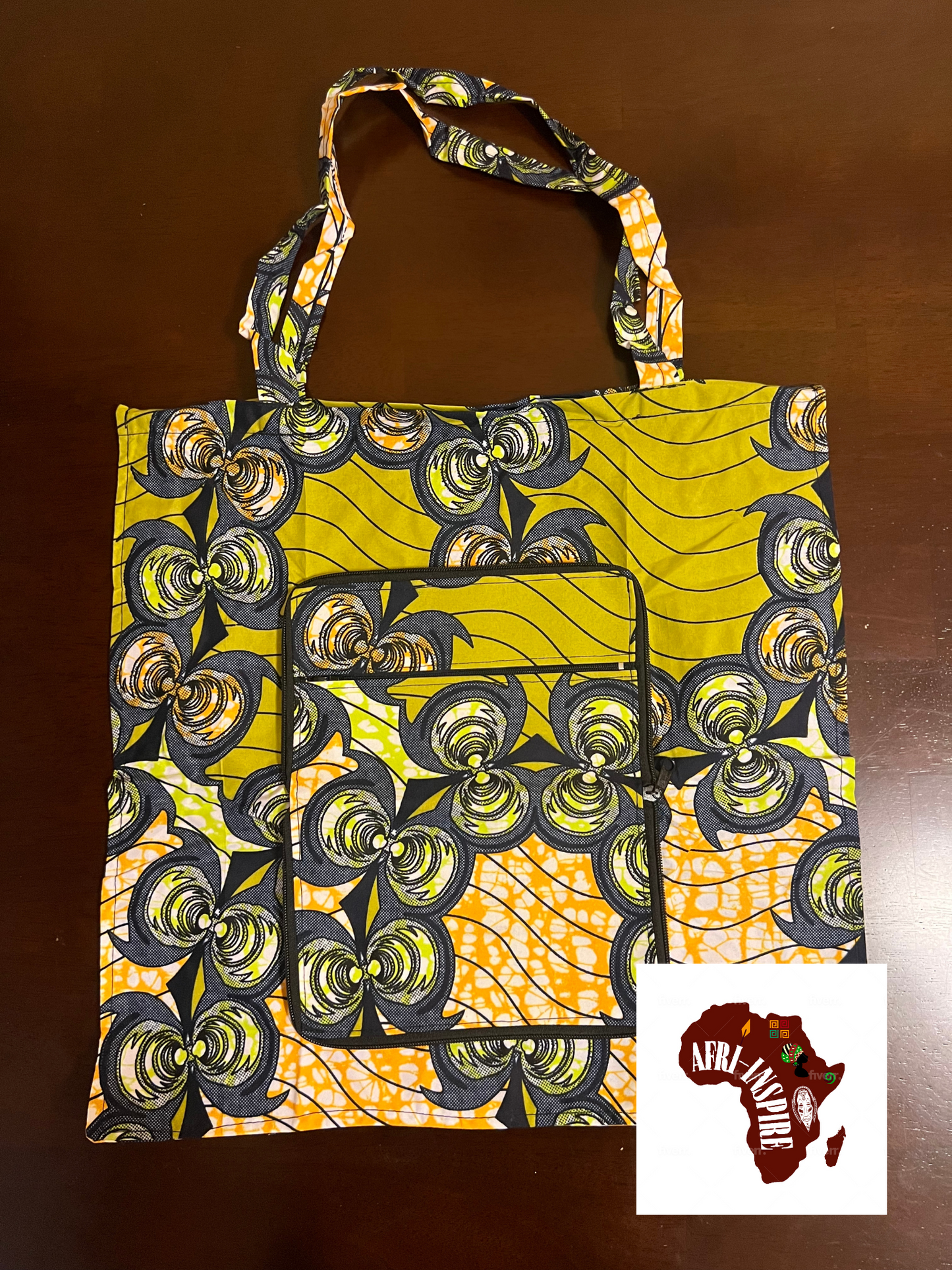 Green Orange and Khaki Reusable Shopping Bag