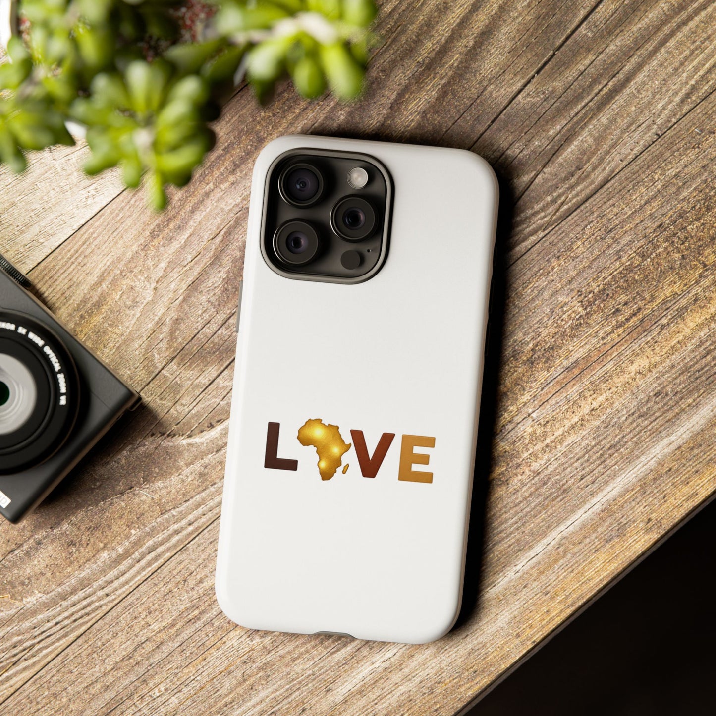 Love Africa Phone Case — Tough Protective iPhone Cover with Gold Africa Heart Design