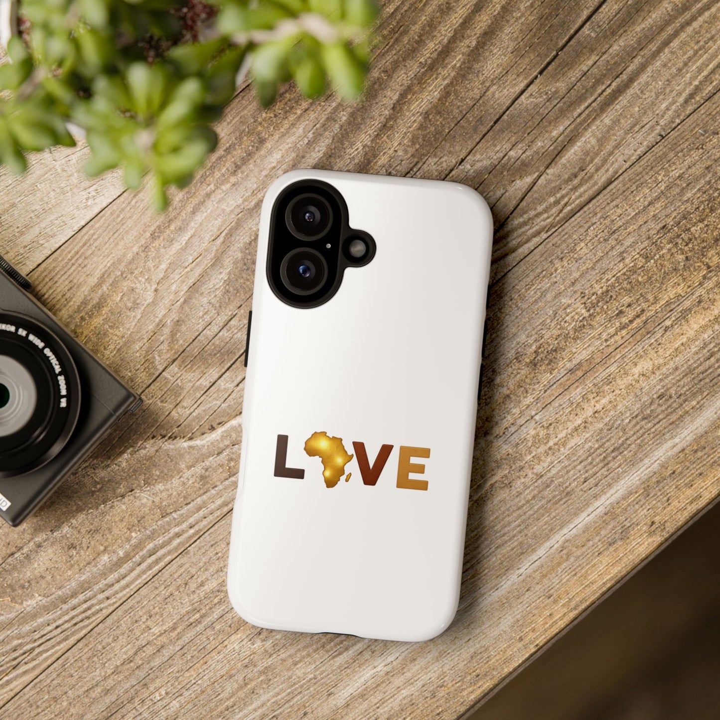 Love Africa Phone Case — Tough Protective iPhone Cover with Gold Africa Heart Design