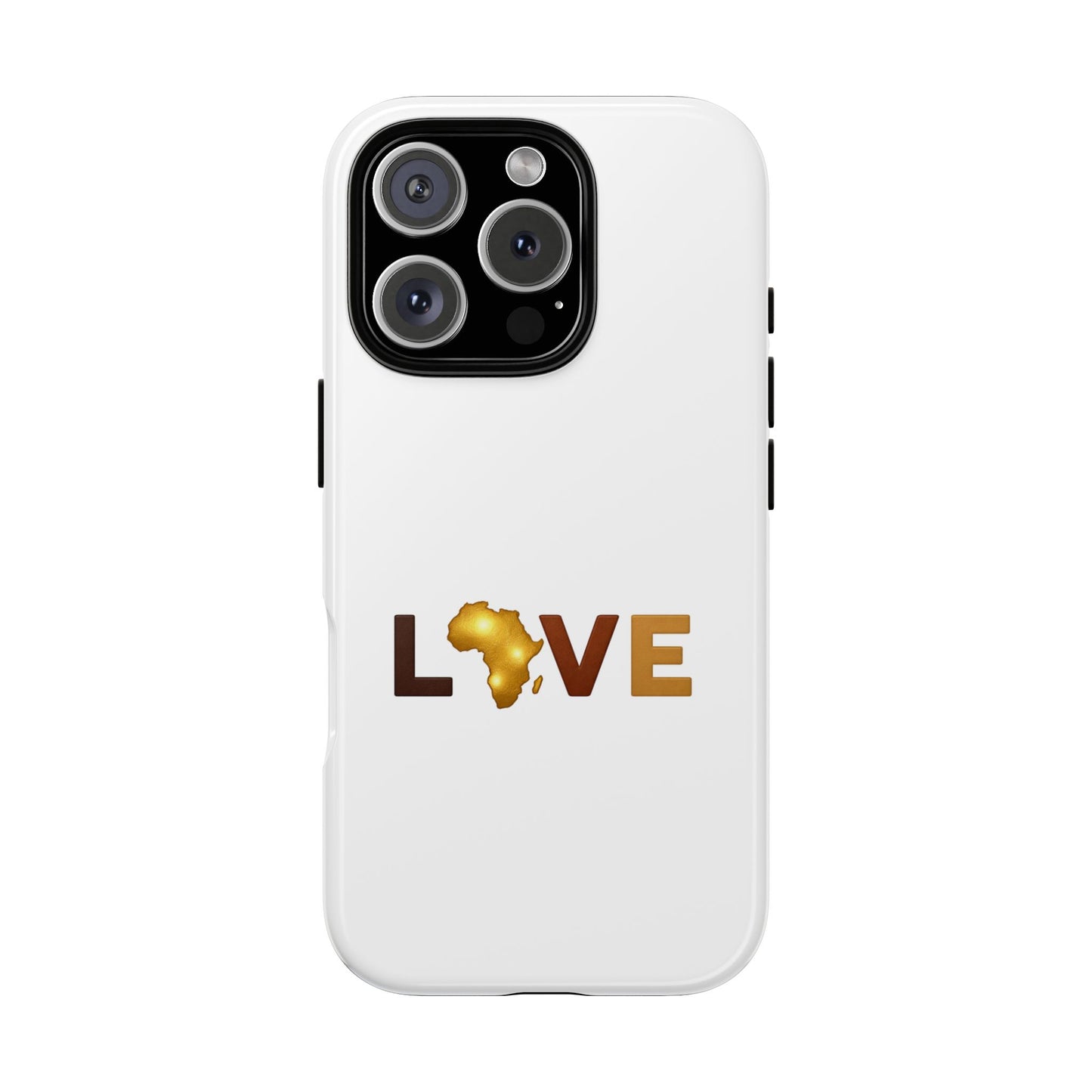 Love Africa Phone Case — Tough Protective iPhone Cover with Gold Africa Heart Design