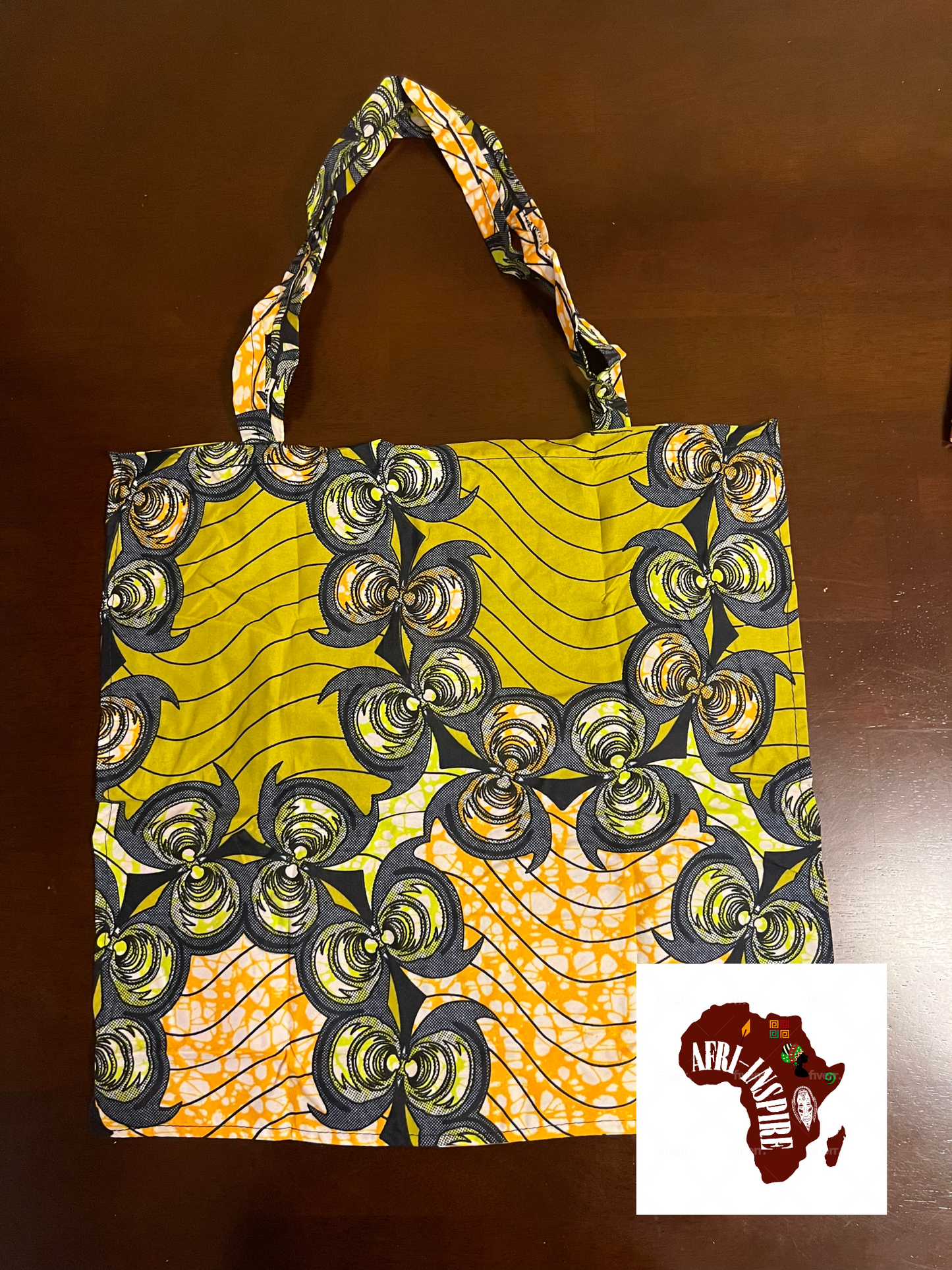 Green Orange and Khaki Reusable Shopping Bag