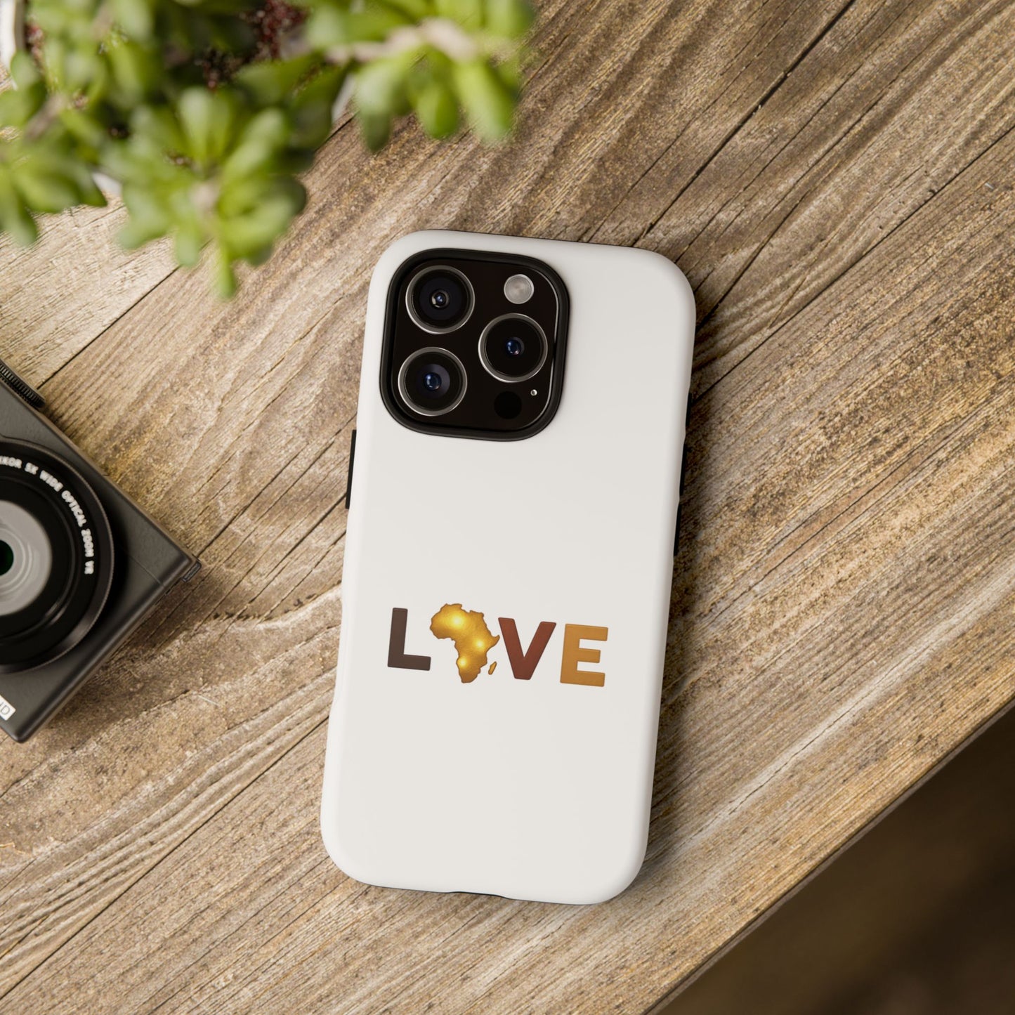Love Africa Phone Case — Tough Protective iPhone Cover with Gold Africa Heart Design