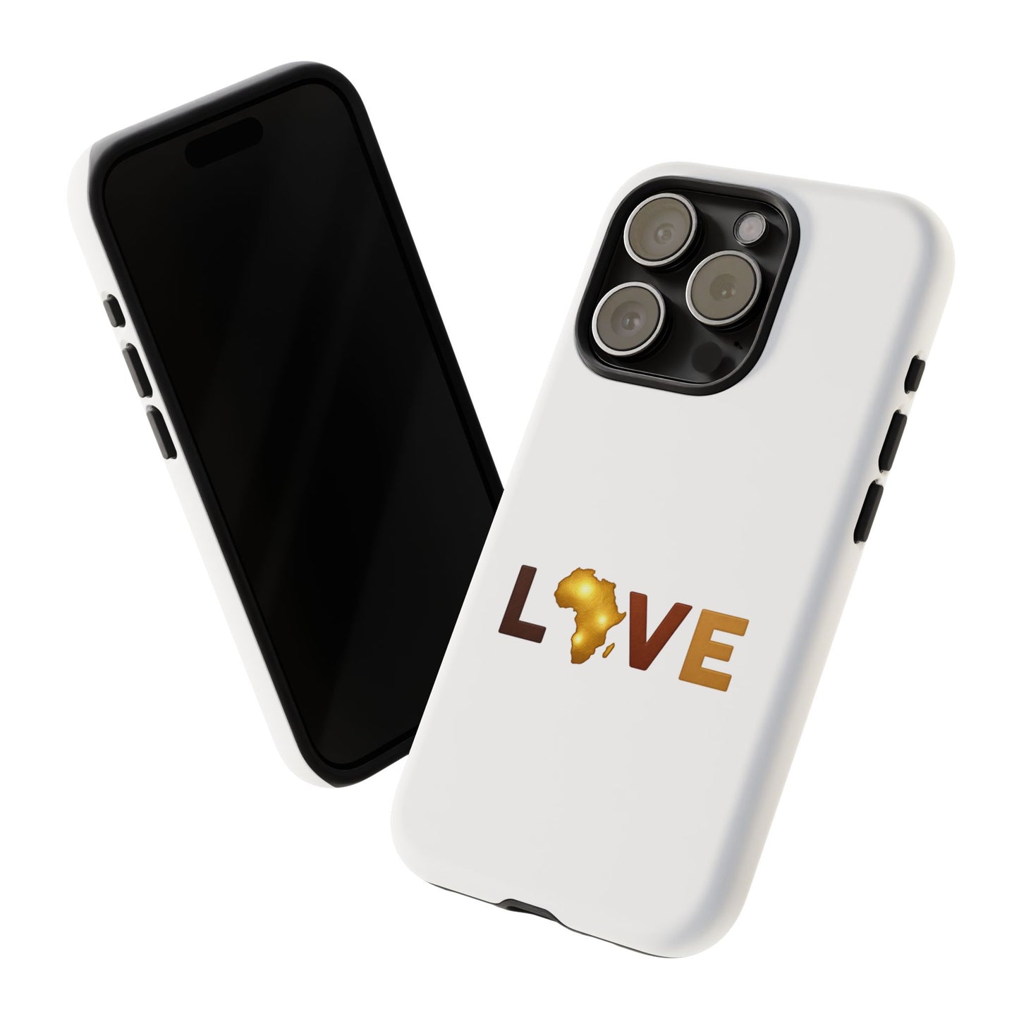 Love Africa Phone Case — Tough Protective iPhone Cover with Gold Africa Heart Design