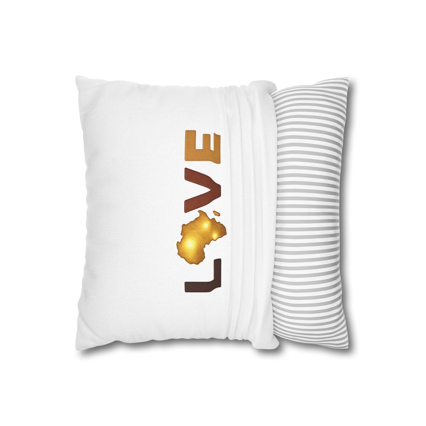 Africa Love Throw Pillowcase — Gold Africa LOVE Square Pillow Cover