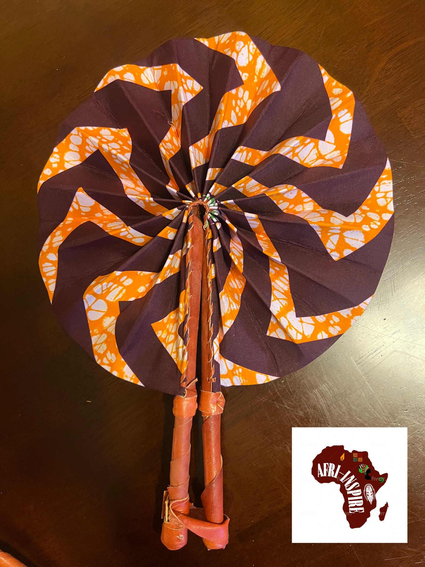 Brown and Orange Leather Fan