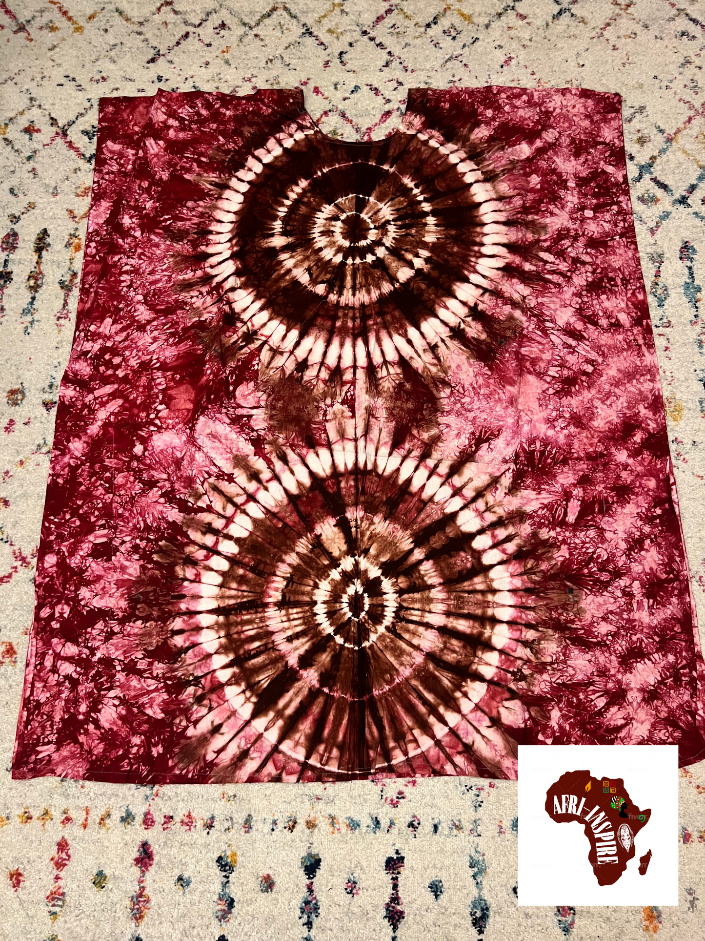 Red and Brown Tie Die Dress