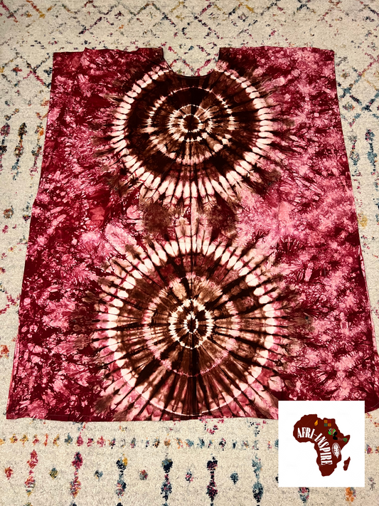 Red and Brown Tie Die Dress